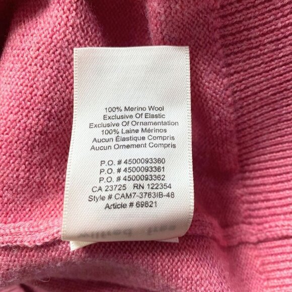 ARITZIA WILFRED FREE CAELA MERINO WOOL PINK GREY COLORBLOCK EMBROIDERED SWEATER - Picture 11 of 11